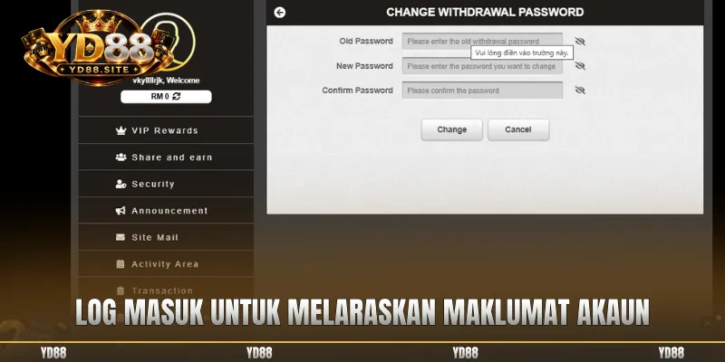 Log masuk untuk melaraskan maklumat akaun