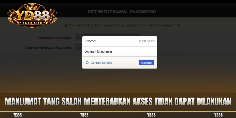 Maklumat yang salah menyebabkan akses tidak dapat dilakukan