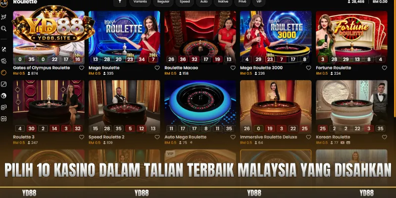 Pilih 10 kasino dalam talian terbaik Malaysia yang disahkan