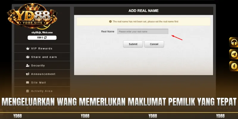 Mengeluarkan wang memerlukan maklumat pemilik yang tepat